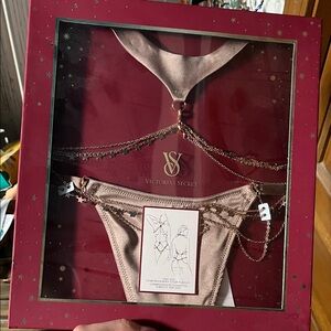 Victoria's Secret Rose Gold Intimate Set starstruck body chain suit M/L